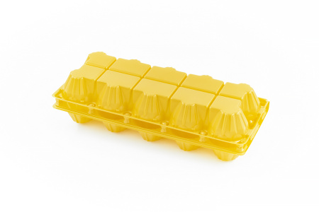 Контейнер желтый с плоской крышкой для яиц РП-10/1 290шт./кор