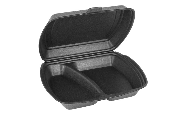 Ланч-бокс черный ВСП 2-секционный 247х208х63 мм 130/кор