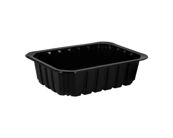 Лоток под запайку с ребрами черный 187х137х50 мм 300/кор